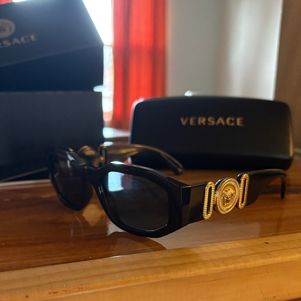 Versace Black Sunglasses with Gold Accent